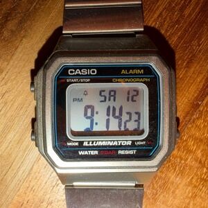 Casio B650W Illuminator Digital Watch Silver Stainless Steel Alarm Chronograph
